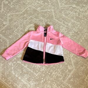 Nike Pink White Black Girls Toddler Colorblock Zip Jacket